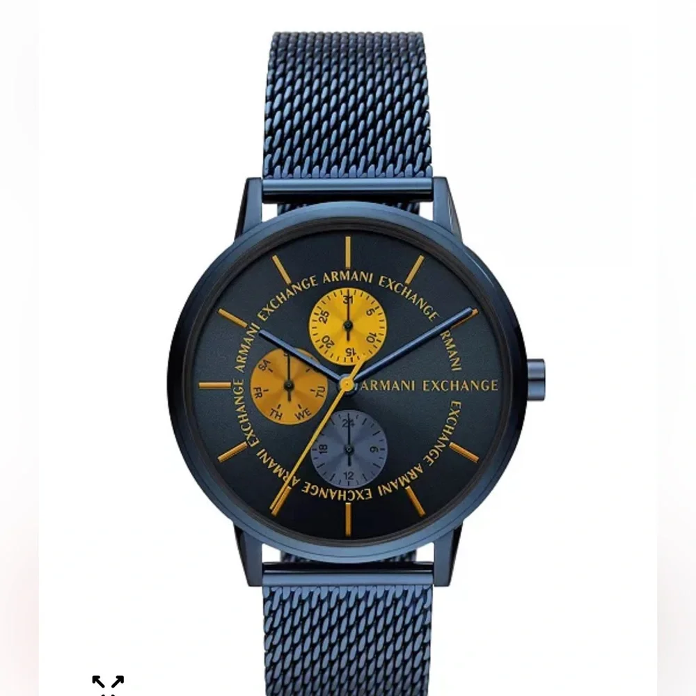 A|X Armani Exchange Men's Multifunction Blue Stainless Steel Bracelet Watch,42mm